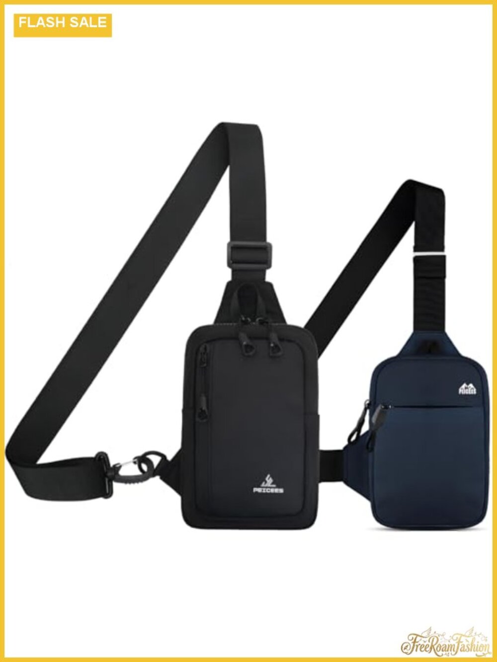 Nylon Crossbody Sling Bag Chest Bag Dual Pocket Water Resistant Fanny Pack